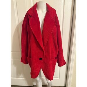 Andy Johns Vintage Red Corduroy Jacket Oversized Blazer Made in USA Mens Medium